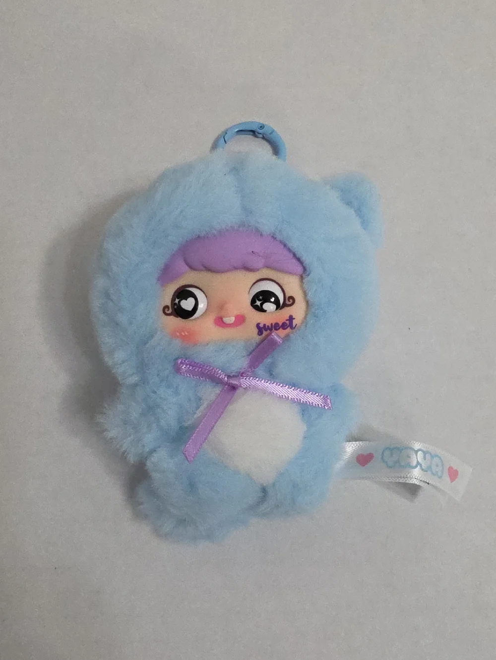 YAYA First Birthday Plush Blue Doll Keychain - Cute Cozy Pocket Toy